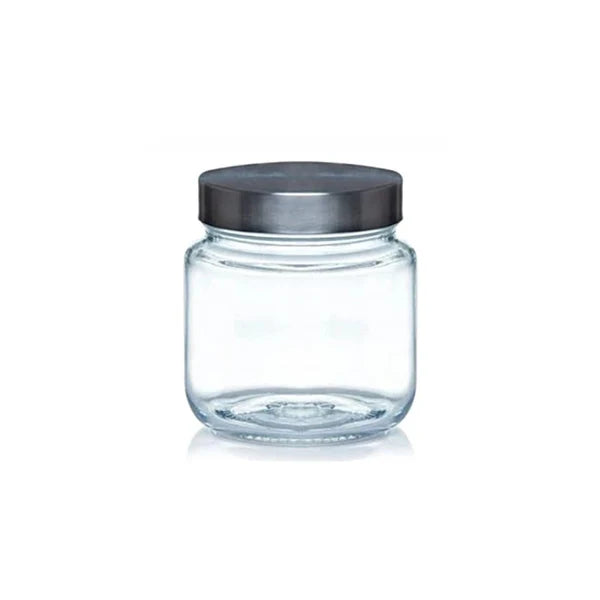 500 ML Storage Round Jar with Steel Cap | Transparent | Set of 2 Pc